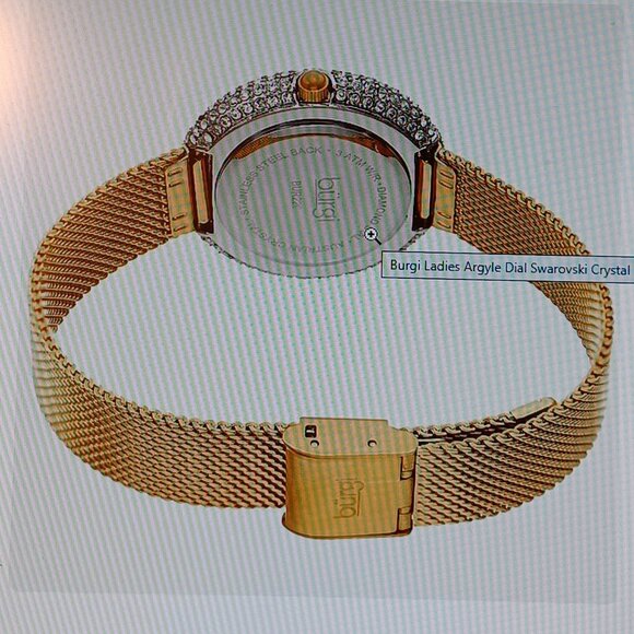 BURGI -  Ladies Argyle Dial Swarovski Crystal Glamor Mesh Bracelet Watch - Picture 11 of 12